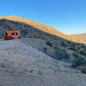 Tent camping in a quiet canyon