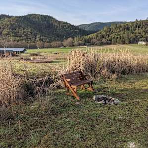 Fire pit and country loveseat