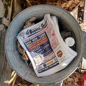 This is a tin of fire starting materials, conveniently placed near the fire pit for our use.