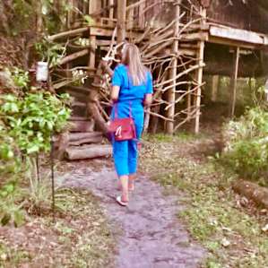 walking up to our dreamy treehouse - feels like a fairy dreamland
