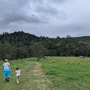 Walking down to one of the large camping areas