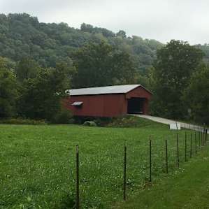 One of the few covered bridges - Busching Bridge - near Versailles State Park.