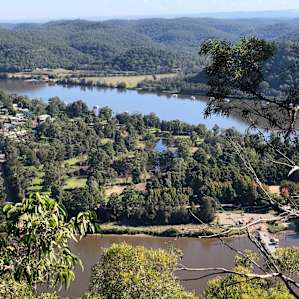 We climbed up Finches Line. This photo looks back at the property in the top left of the photo with Wisemans Ferry in the foreground.