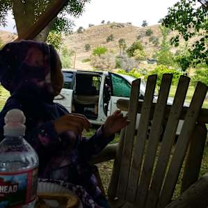 The shaded deck was a nice place to sit and eat meals.