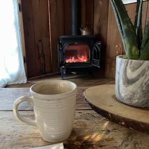 Perfect little gas stove heated the whole cabin beautifully!