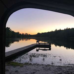 View from our camper of the pond at sunset.