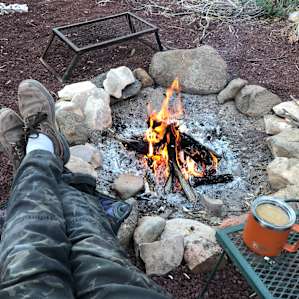 Coffee by the campfire first thing in the morning.
