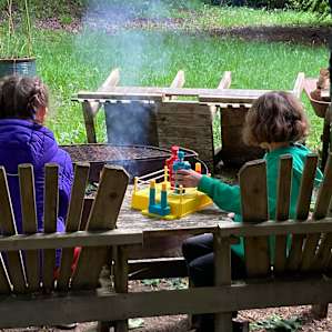 Huge fire pit! Wood and kindling.