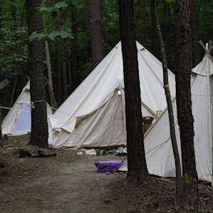 Our canvas bell tents at the campground.