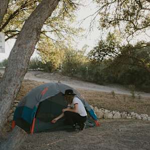 Perfectly level spot for the tent.
