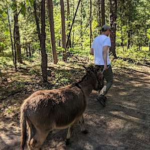 Walking the trails with my new friend.