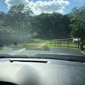Driving into the camp