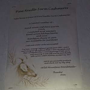 A little sign with her etsy info