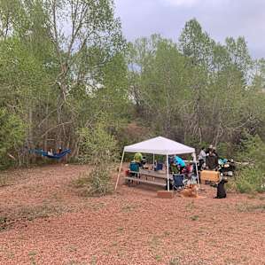 Site 2. We brought the canopy and put I over the supplied picnic table.