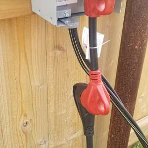 Electric hookups are in 50A format. Bring an adapter if you run a 30A standard plug.