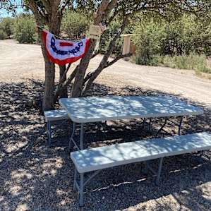 Very nice picnic table in the shade