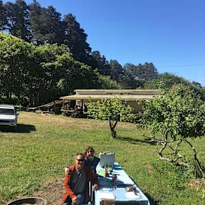 View of picnic table available for the cabin and little fire pit