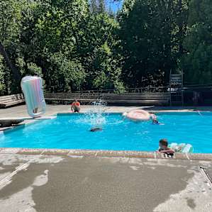 Deep pool with diving board