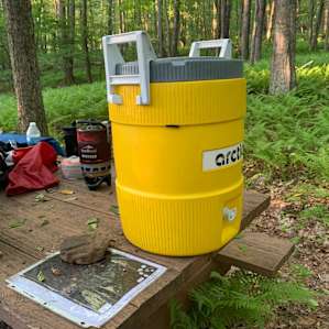 Large container of natural spring water supplied.