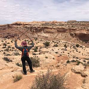 About to do the long trek into Horseshoe Canyon to see the petroglyphs