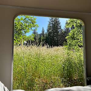 View from our tiny trailer