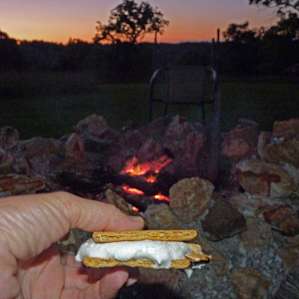 S'mores, campfire and sunset