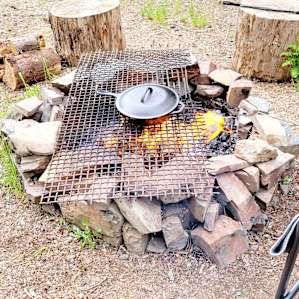 Grill provided by host for cooking.
