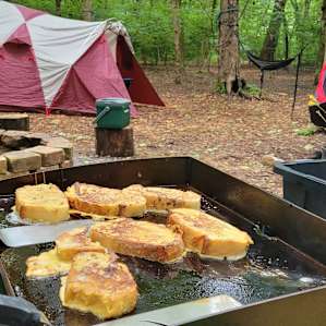Nothing beats a good camp breakfast. The hand washing station they have set up was very convenient (not pictured).