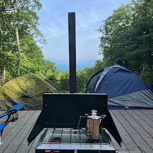 Remote mountain camping platform