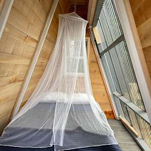 The full sized bed and bug net!