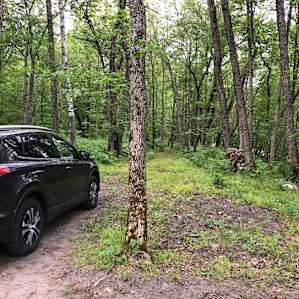 The drive to campsite #3 was a pretty rough. She does plan on widening it out at some point, which will make it easier.