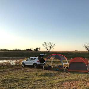 We call this our "Volvo ad" picture. The site was really perfect to drive our car up to and set the tent up.