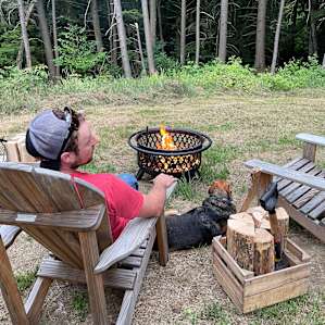 Sammy enjoying the fire