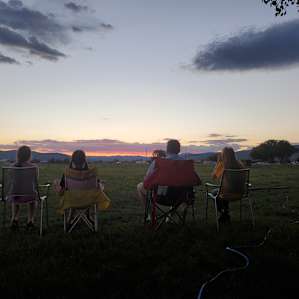 Watching the sunset just outside our trailer.
