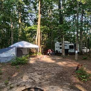 View of the campsite while standing on the lookout deck