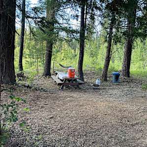 Nicely provided for eating/ lounge area outside tent.