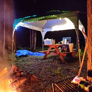 Our site at night, by the fire.