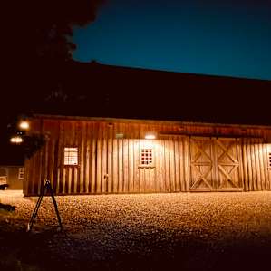 The winery’s barn at night, right next to our campsite