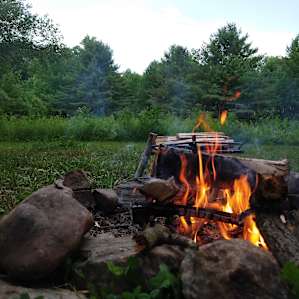 Relaxing fire in the meadow.