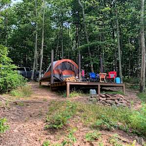 Remote mountain camping platform