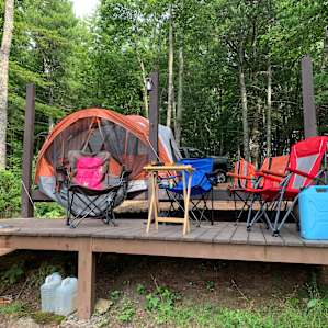 Remote mountain camping platform