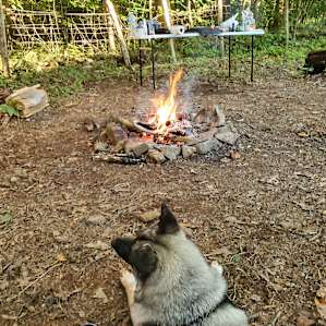 Relaxing by the fire
