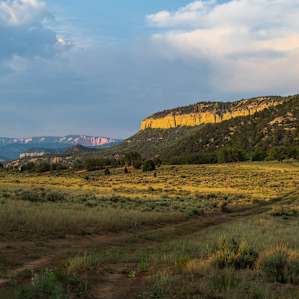First view from the campsite. The entrance is off N Fork Rd onto Yurt road. Turn left at the 'No Trespassing' sign and follow the dirt tracks that wind down this picture. Park wherever.