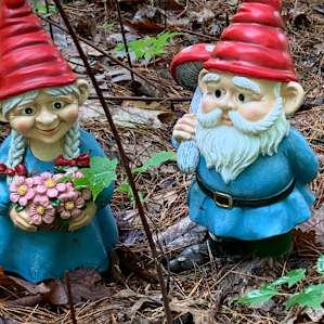 These are the types of gnomes that Curt and Tim have hidden all over and my kids spent 3 days exploring the woods trying to find all 37- the challenge that was issued them for a reward by the hosts. Kept them so busy!!!