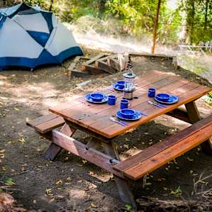 Picnic table at the campsite