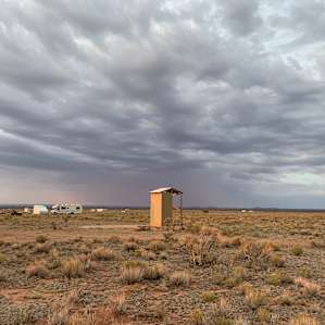 The outhouse is a <2 min walk from the tent. It’s super clean.