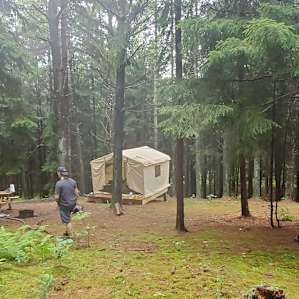 6-person tent set-up on 75 Acres!