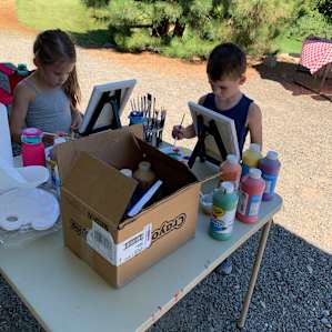 I brought arts and crafts and set it up outside!