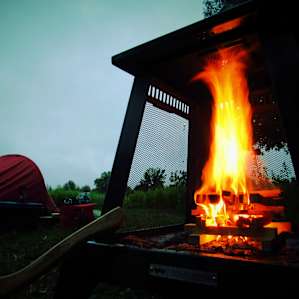 A fire is the center of any good camp.