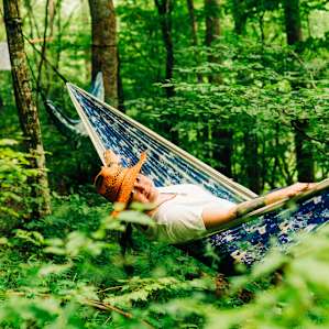The hammocks between the tent and the pasture are super comfy.